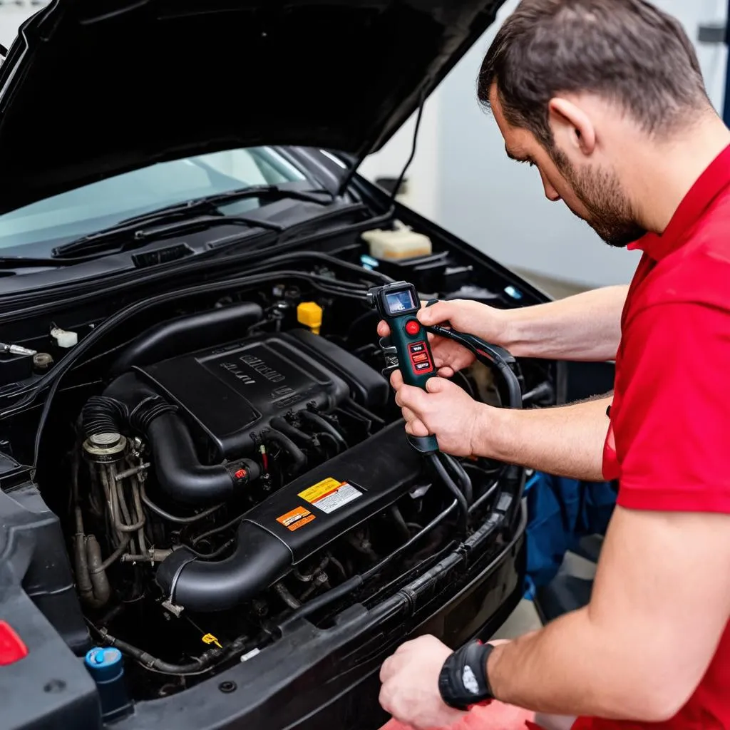 Autel borescope in use