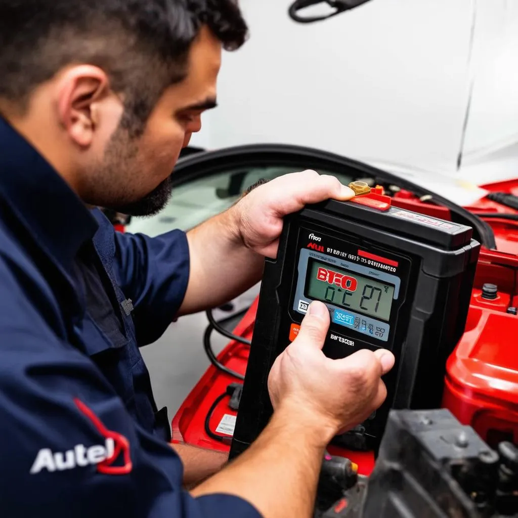 Autel BT609 Battery Tester in Action