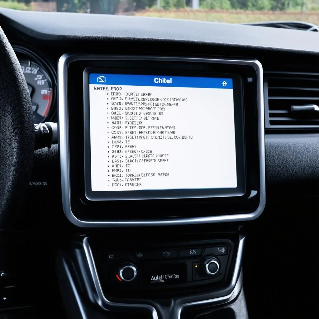 Autel Chinois tool displaying error codes on a car screen