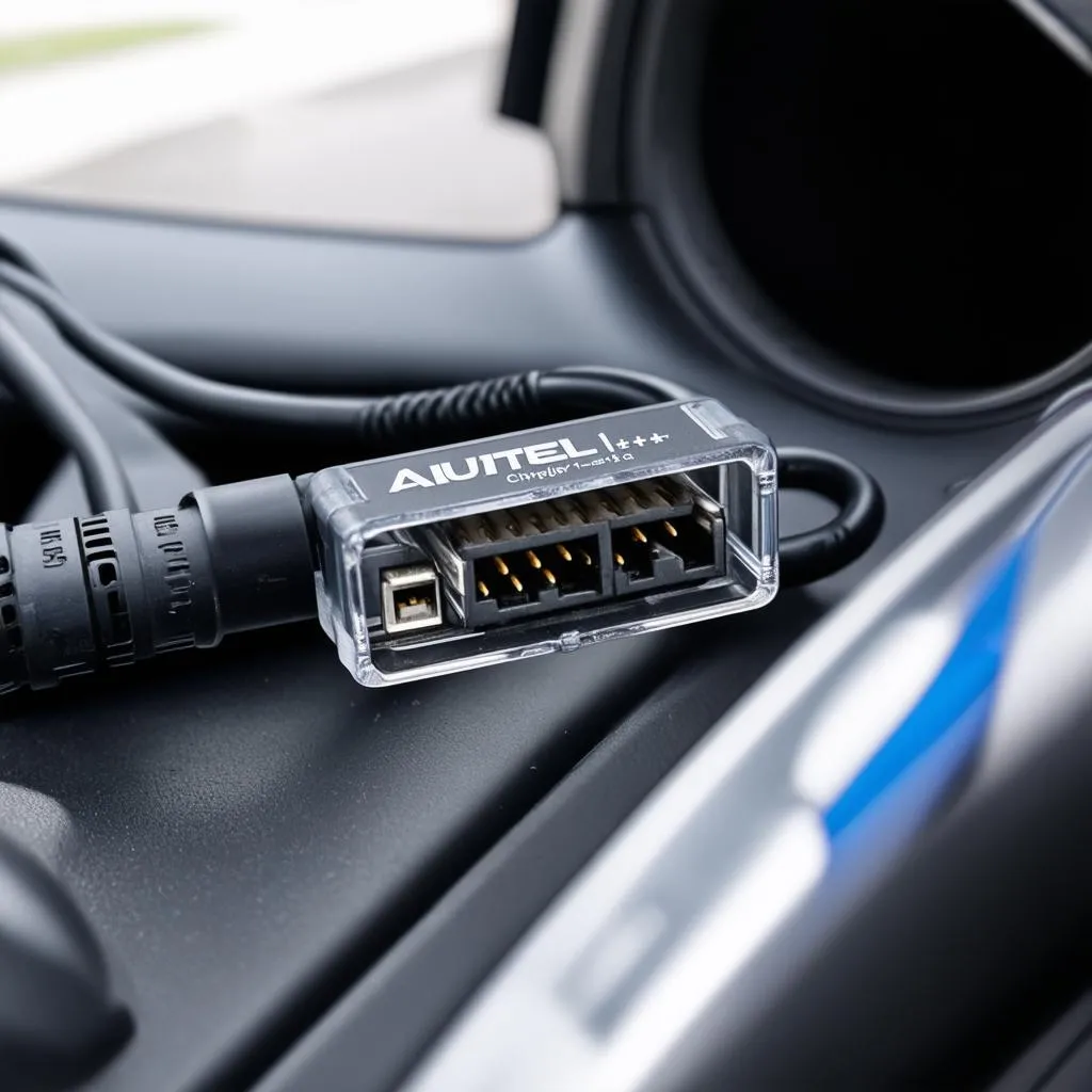 Autel Chrysler 12+8 Adapter Connected to Vehicle