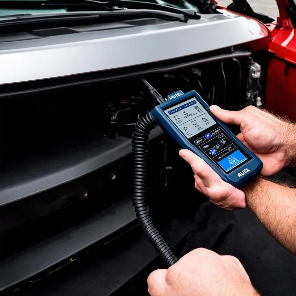 Autel Diagnostic Tool with a Car