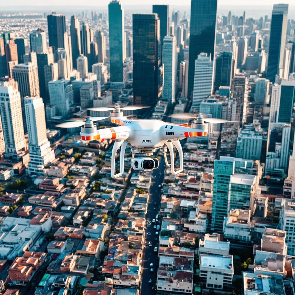 Autel Drone Flying Over a City