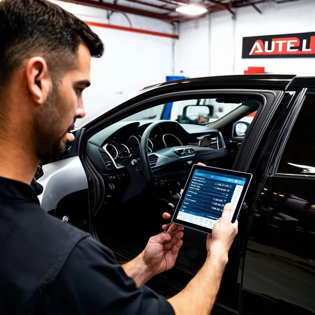 Autel Duo diagnosing a European car