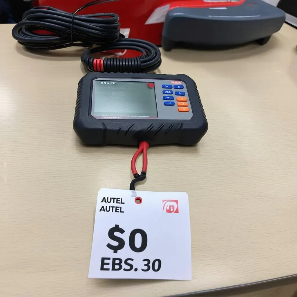 Autel EBS301 diagnostic tool on a table with price tag