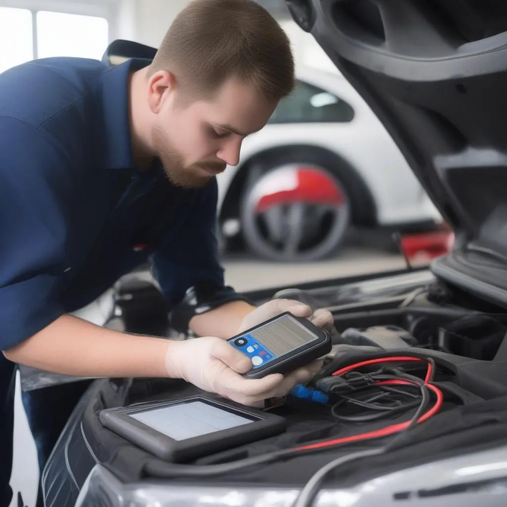 mechanic using scanner