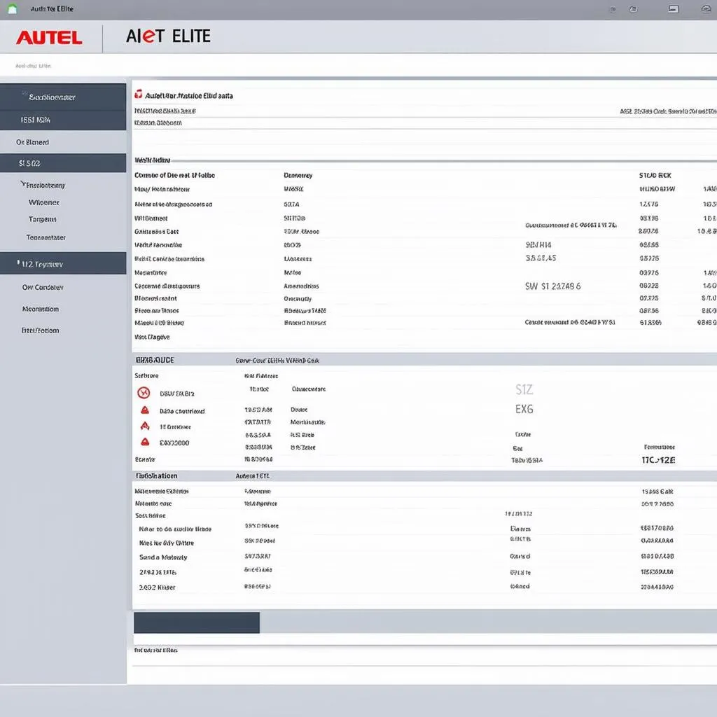 Autel Elite Software Interface