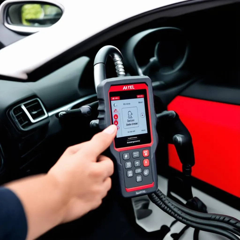 Autel Diagnostic Scanner in a Car