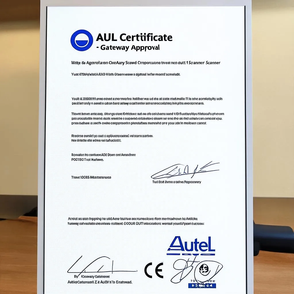 Autel Gateway Approval Certificate