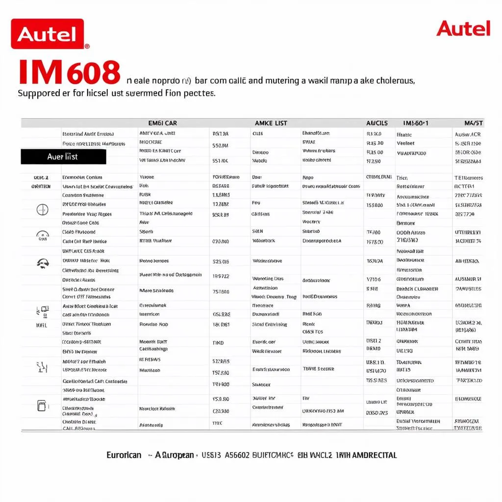 Autel IM608 Car List