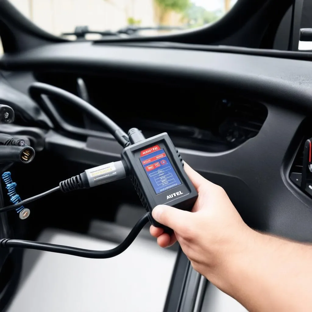 Autel Interface Connected to OBD2 Port