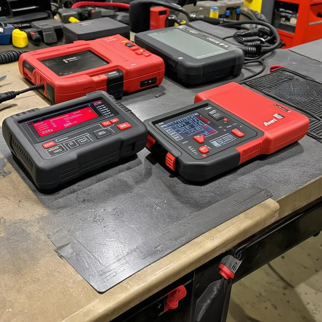 Autel J2534 Programming Tools Displayed on a Workbench