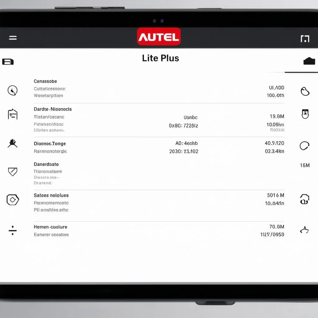 Autel Lite Plus User Interface