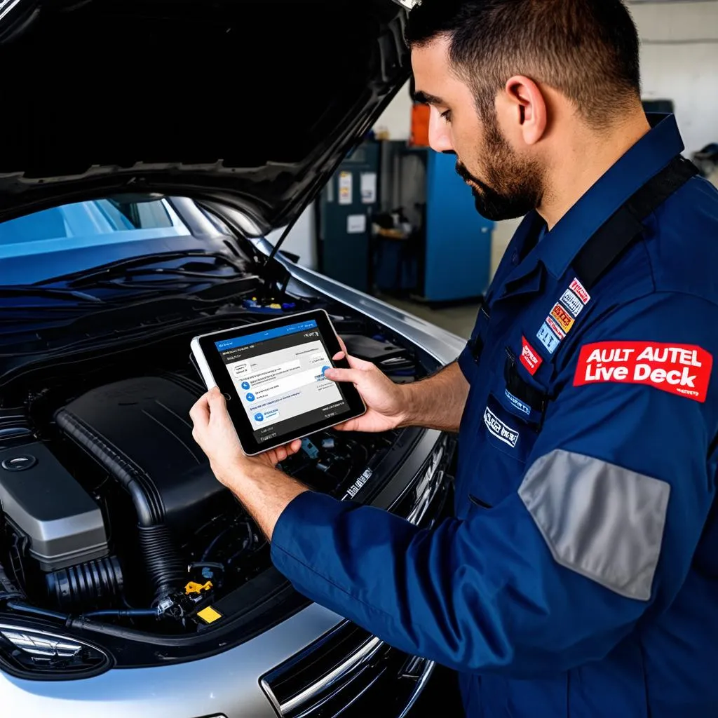 Mechanic using Autel Live Deck