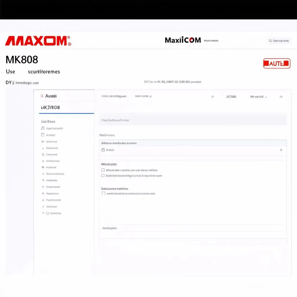 Autel MaxiCOM MK808 user interface