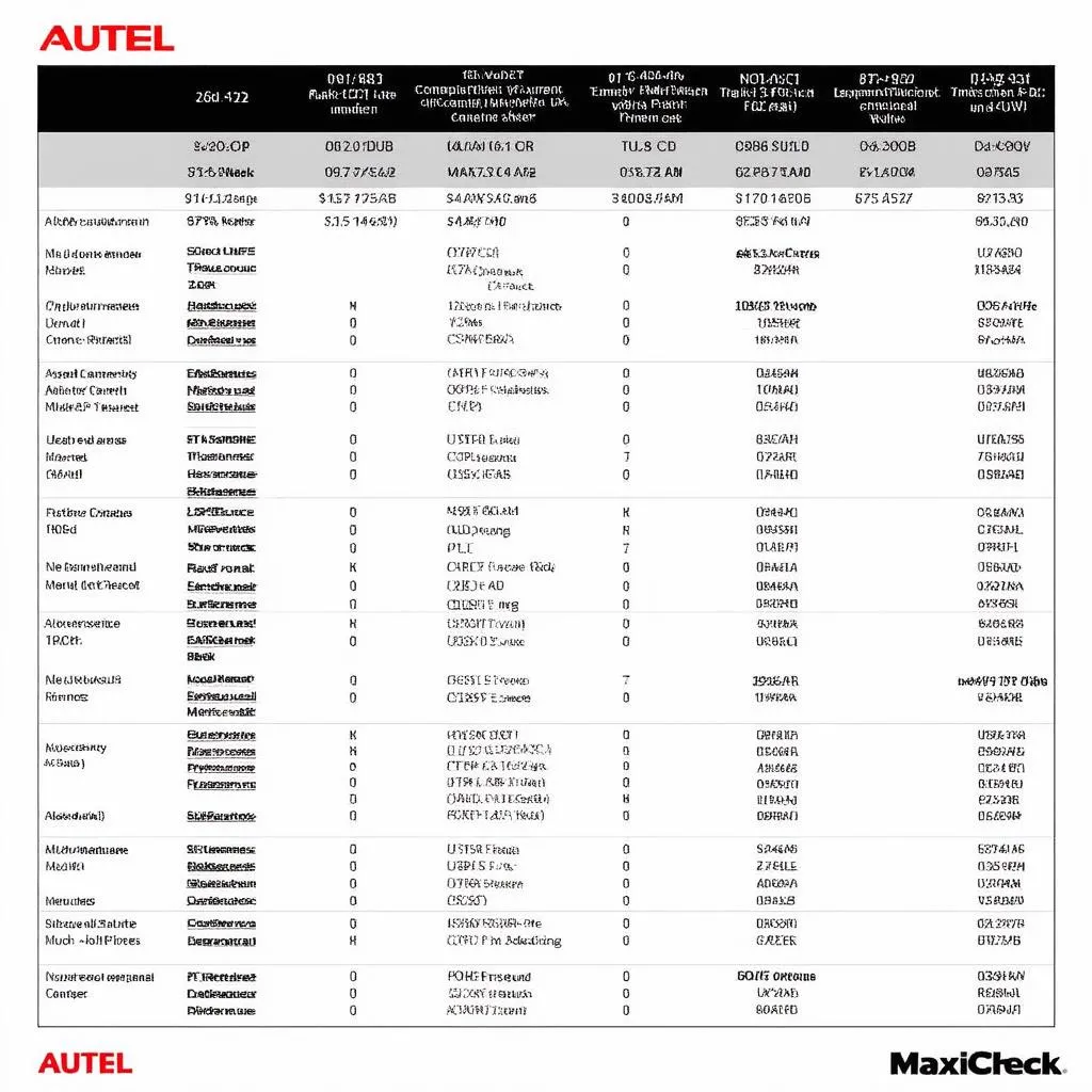 Autel MaxiCheck compatibility chart