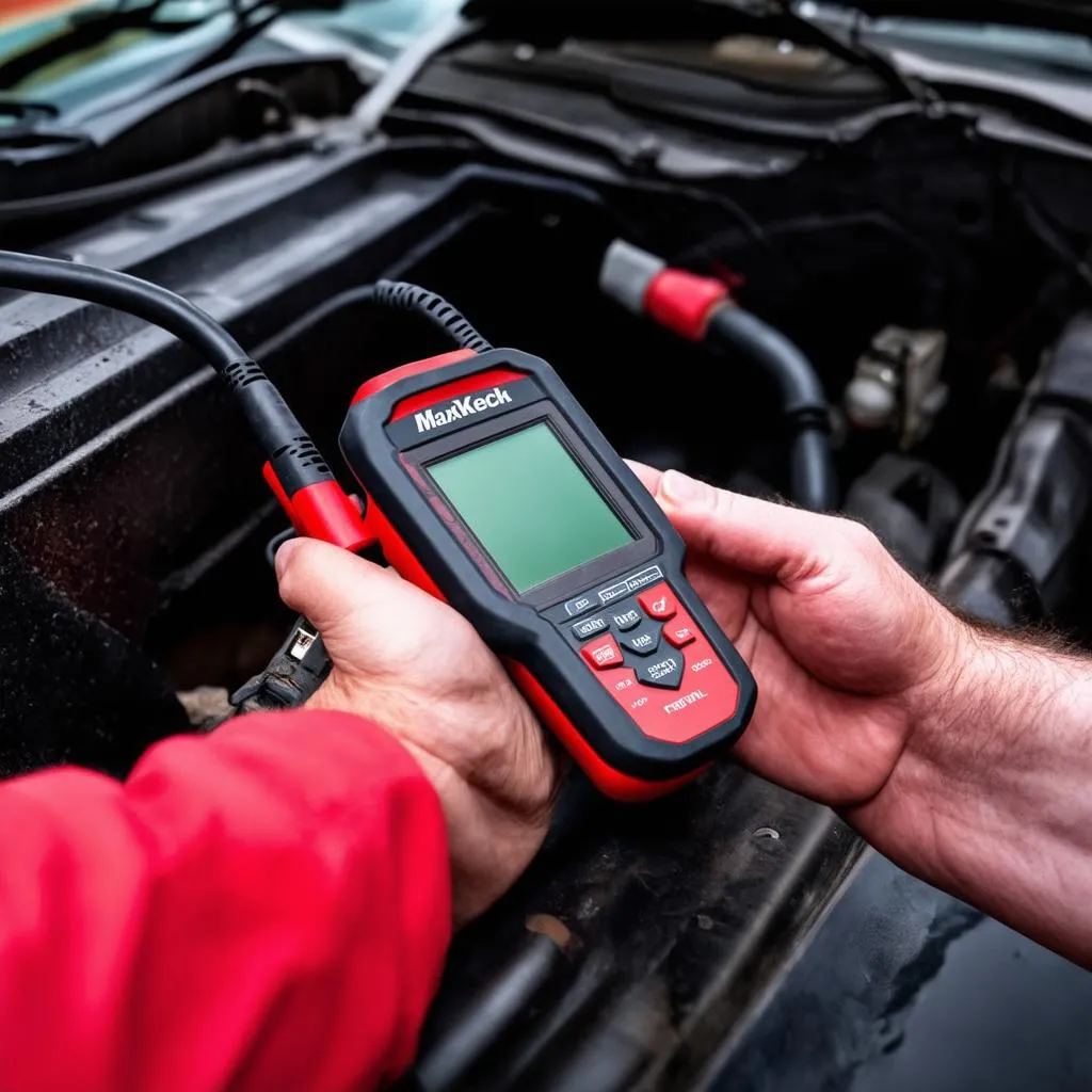 A mechanic using Autel MaxiCheck Pro to diagnose car problems