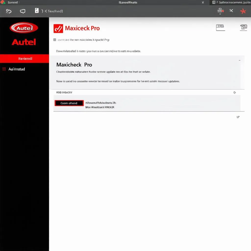 Autel Maxicheck Pro Software Update Interface