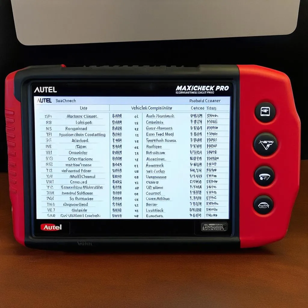 Autel MaxiCheck Pro Vehicle List