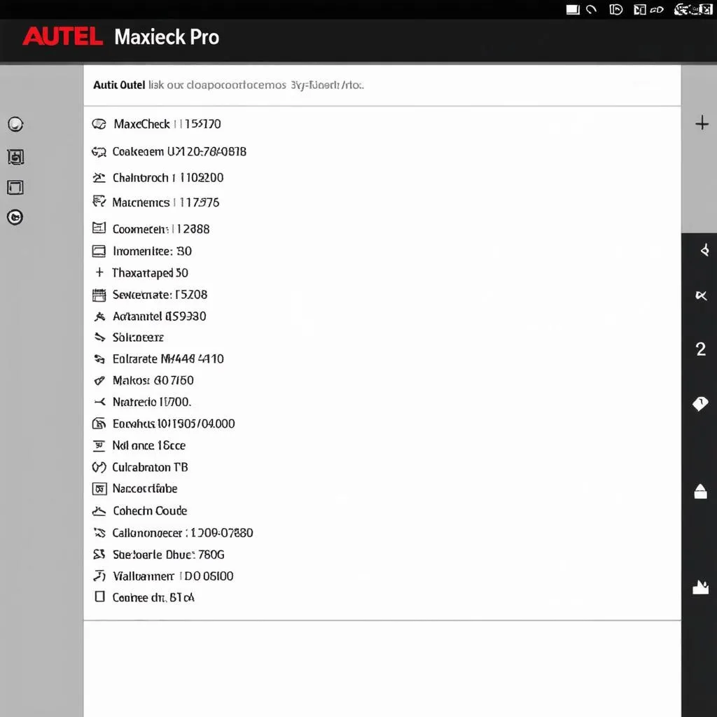 Autel MaxiCheck Pro Vehicle List Detailed