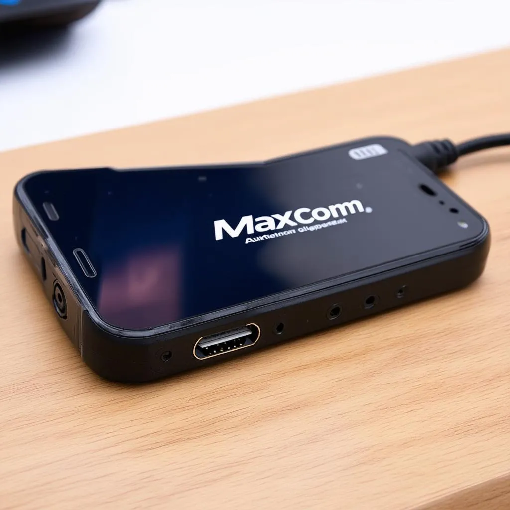 Autel Maxicom MK808 Bluetooth Adapter connected to a car and smartphone