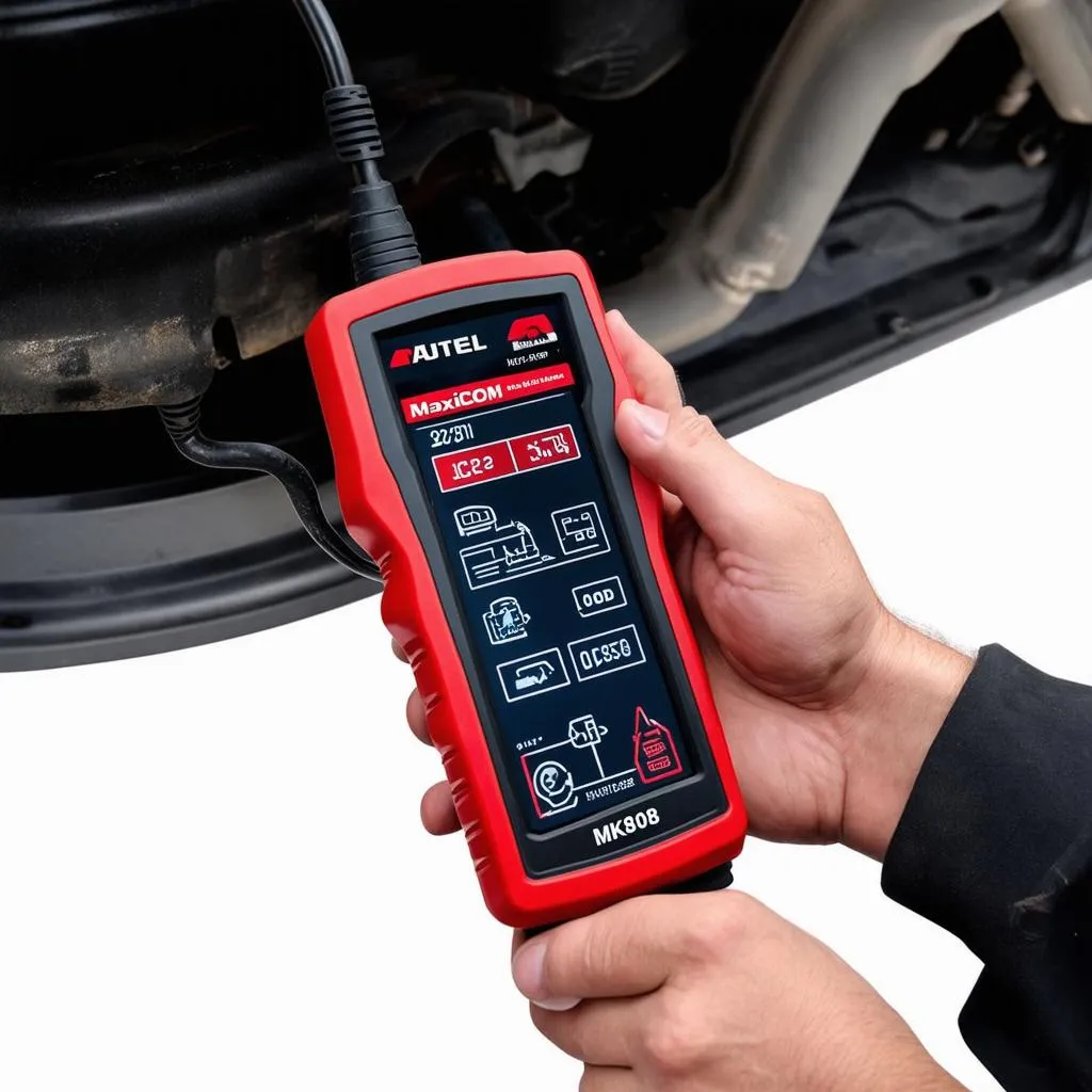 Autel MaxiCOM MK808 OBDII Diagnostic Tool in Use