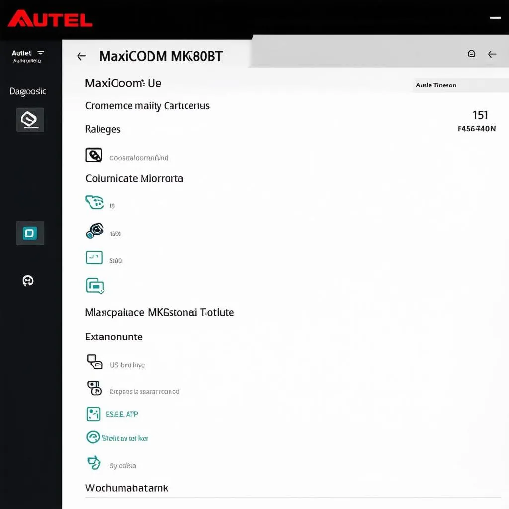 Autel MaxiCOM MK808BT User Interface