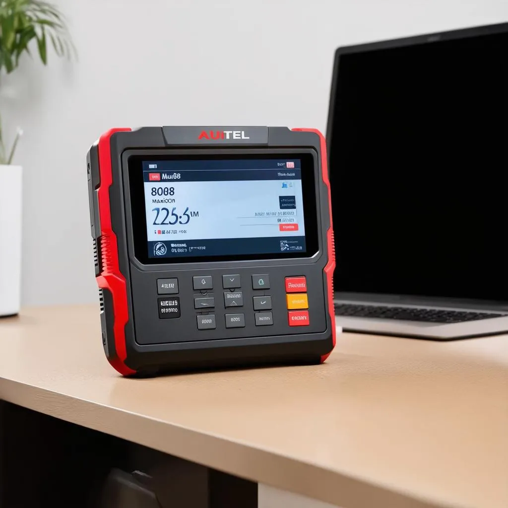 Autel MaxiCOM 808 on a desk with harmonious elements