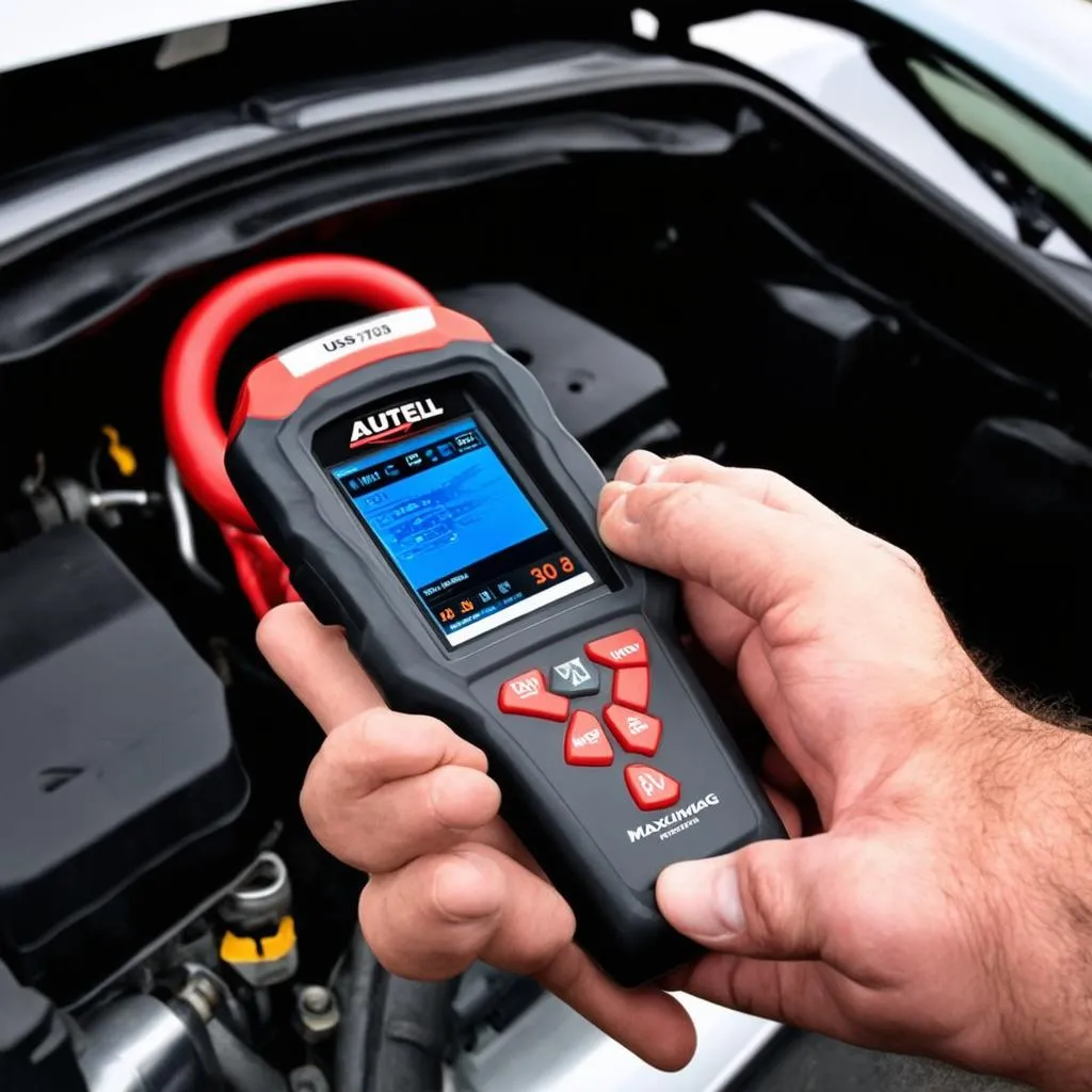 Car Owner Using Autel MaxiDiag US703