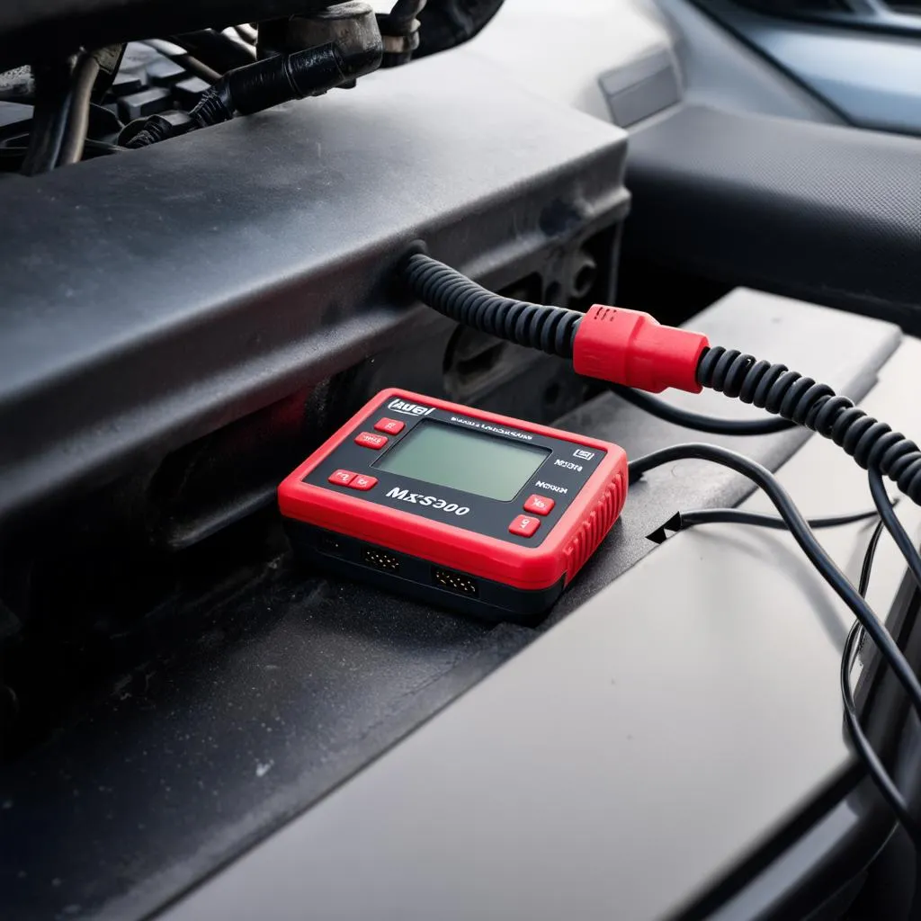 Autel MaxiScan MS300 connected to OBD2 port