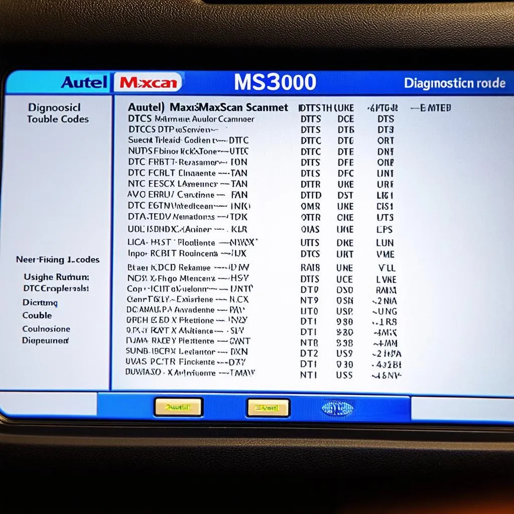 Autel MaxiScan MS300 displaying codes