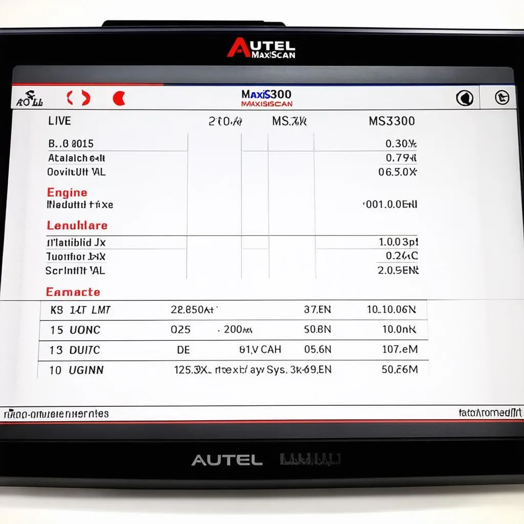 Autel MaxiScan MS300 live data readings