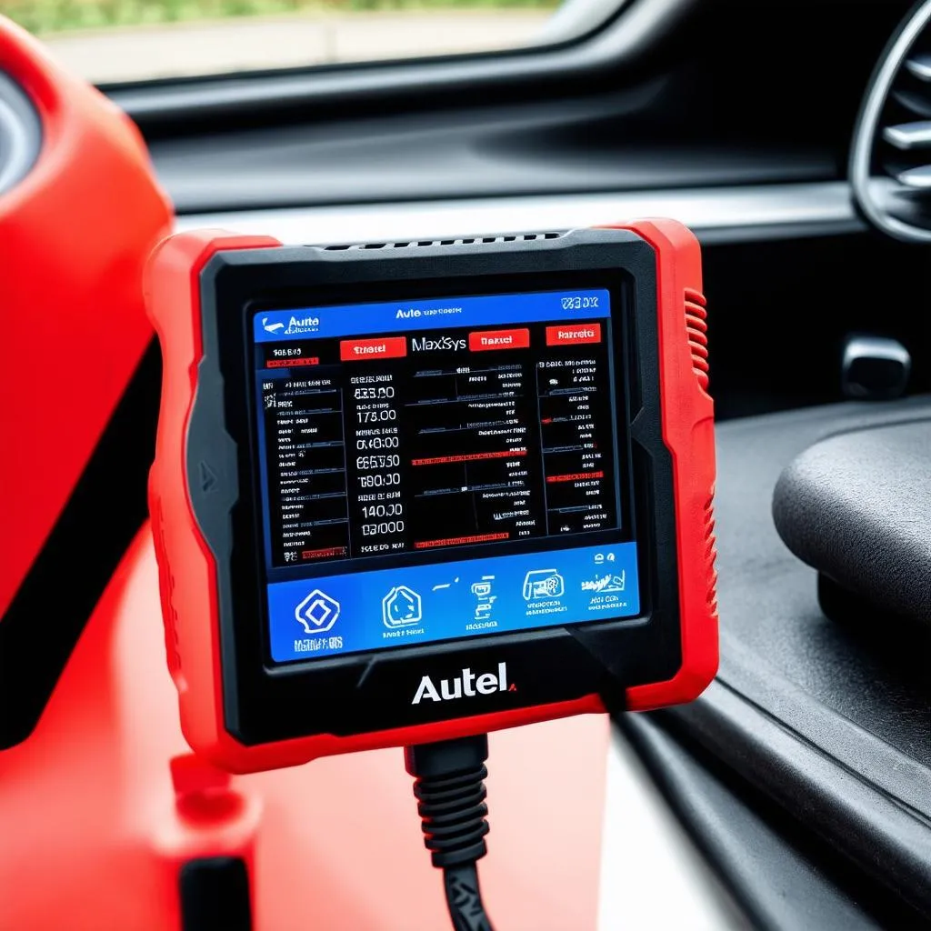 Autel Maxisys used on a car