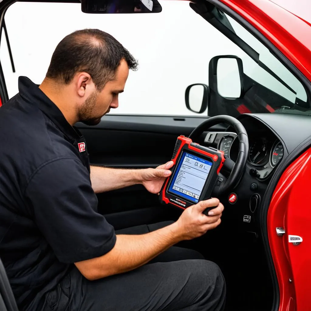 Autel MaxiSys MS908 Pro Elite being used by a technician