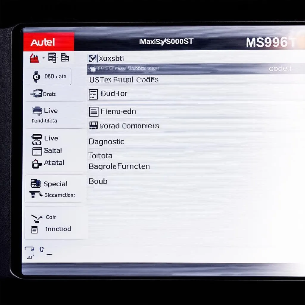 Autel MaxiSys MS9906ST User Interface