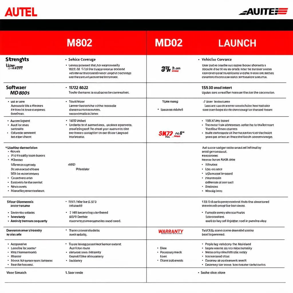 Autel MD802 vs Launch: A Feature Comparison Chart