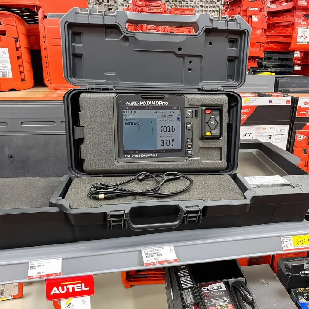 Autel MD808 Pro scanner in an auto parts store