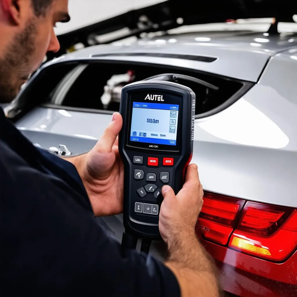 Autel diagnostic tools in use