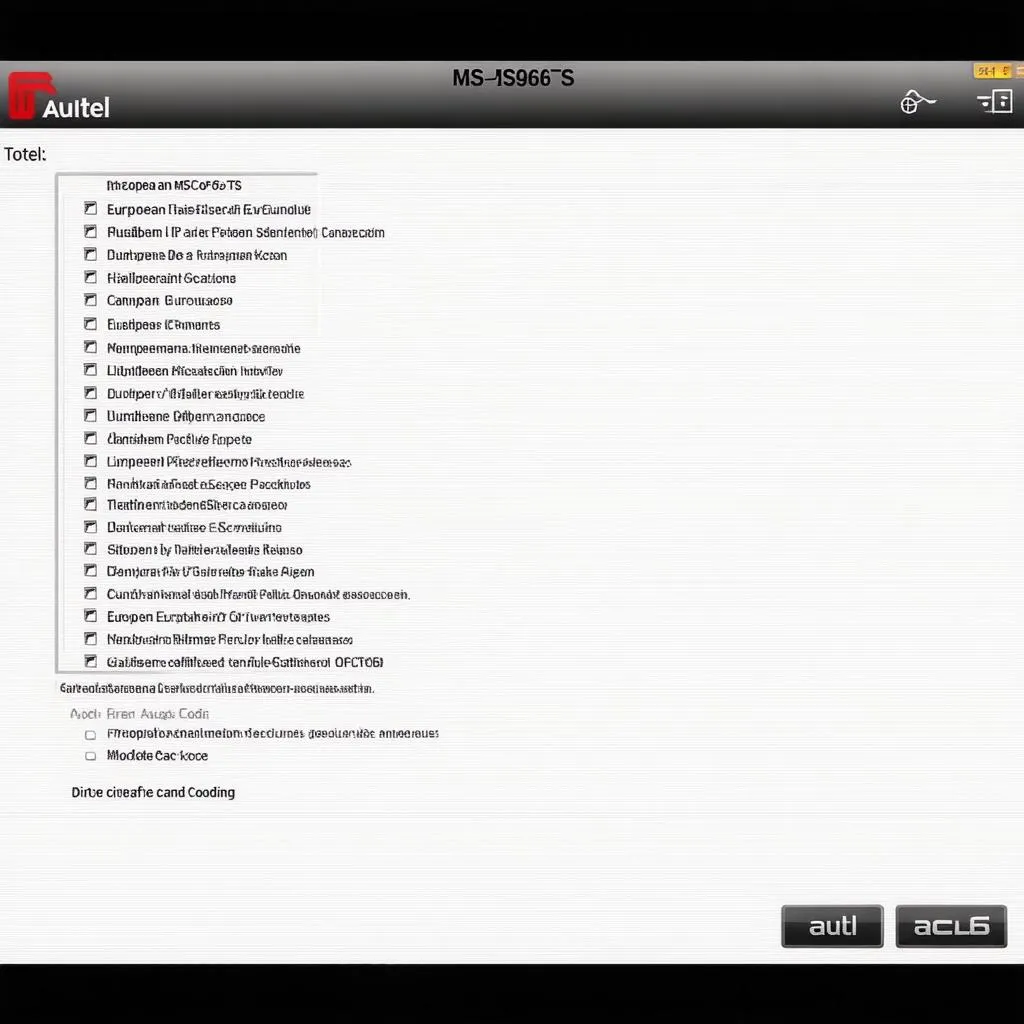 Autel MS906TS coding options