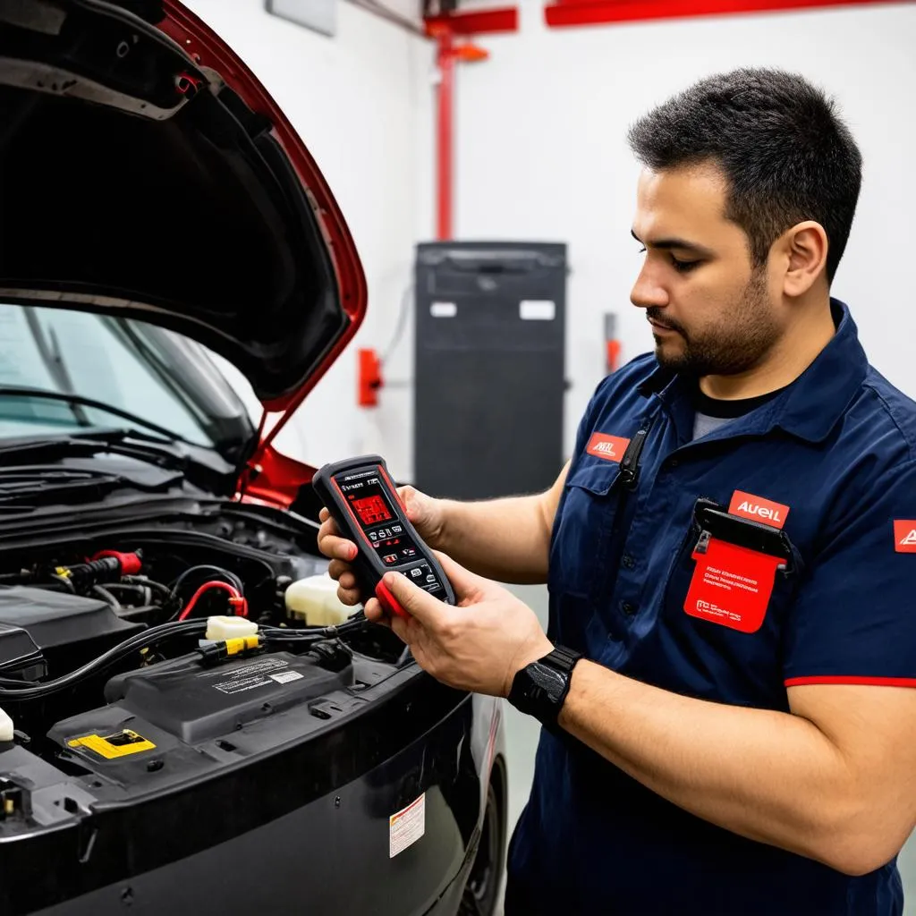 Autel MS906TS Diagnosing Car