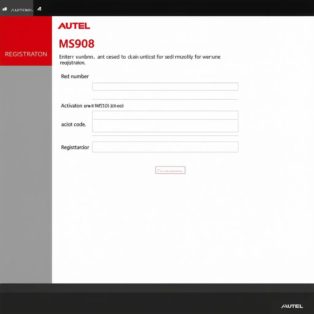 Autel MS908 Registration Screen