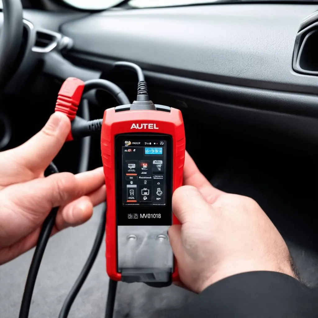 Autel MV108 Scanner Connected to a Car