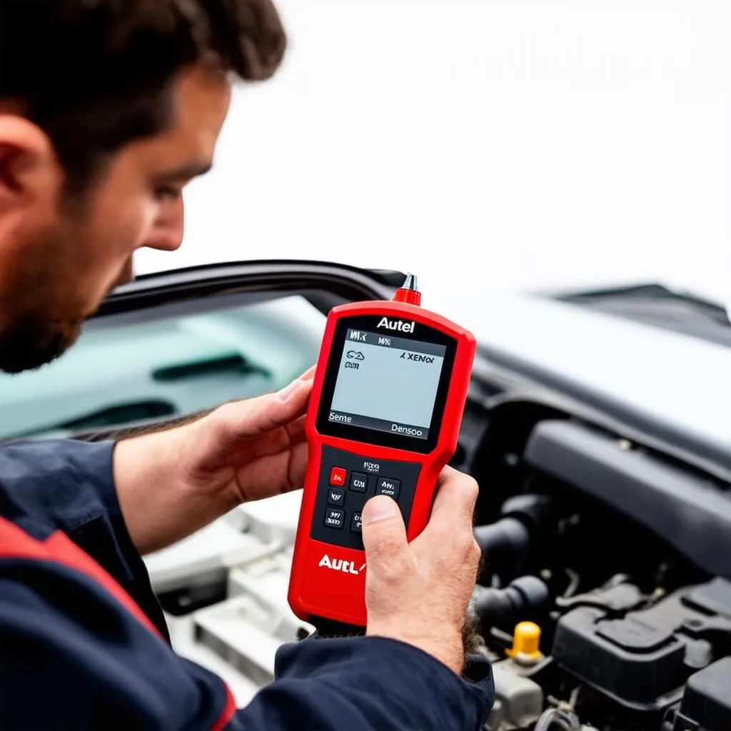 Autel MX-Sensor diagnosing a car engine