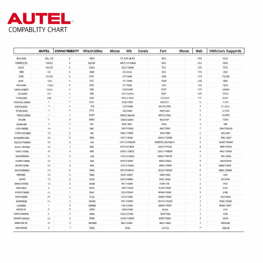 Autel MX1 Key Fob Compatibility Chart