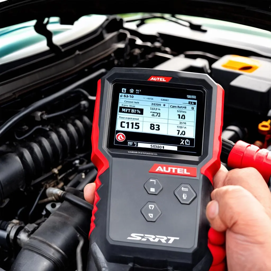 Autel MX808 connected to a SRT engine