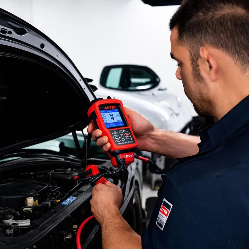 Mechanic Using Autel MX900