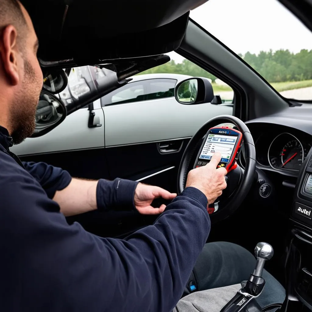 autel mx900 being used to diagnose a car