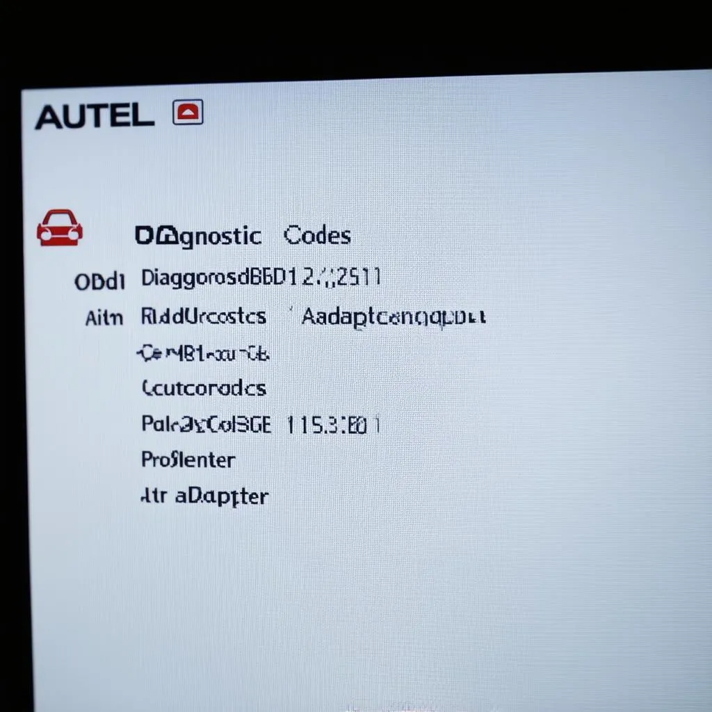 Autel OBD1 adapter displaying diagnostic codes