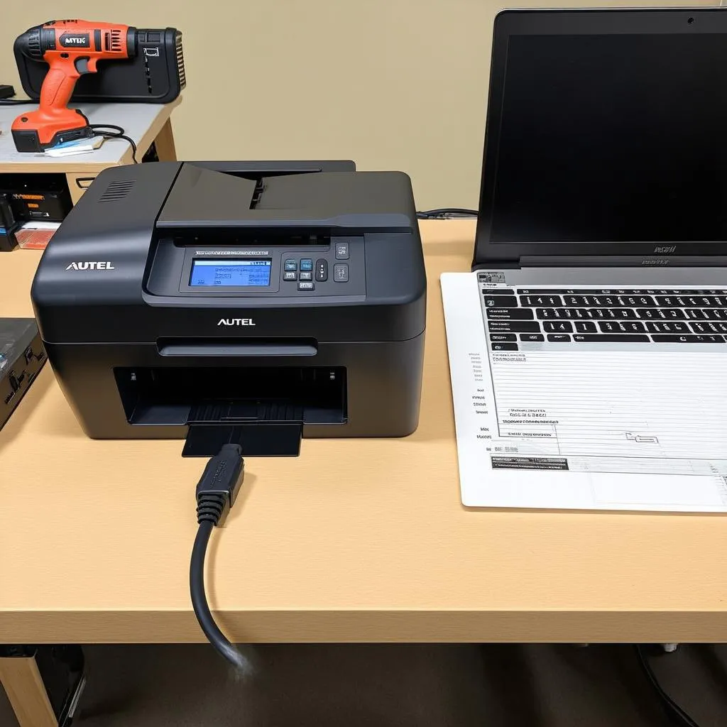 Autel printer connected to computer