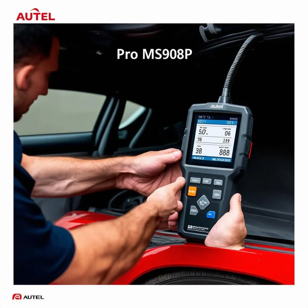 Autel Pro MS908P Scanner used by a mechanic