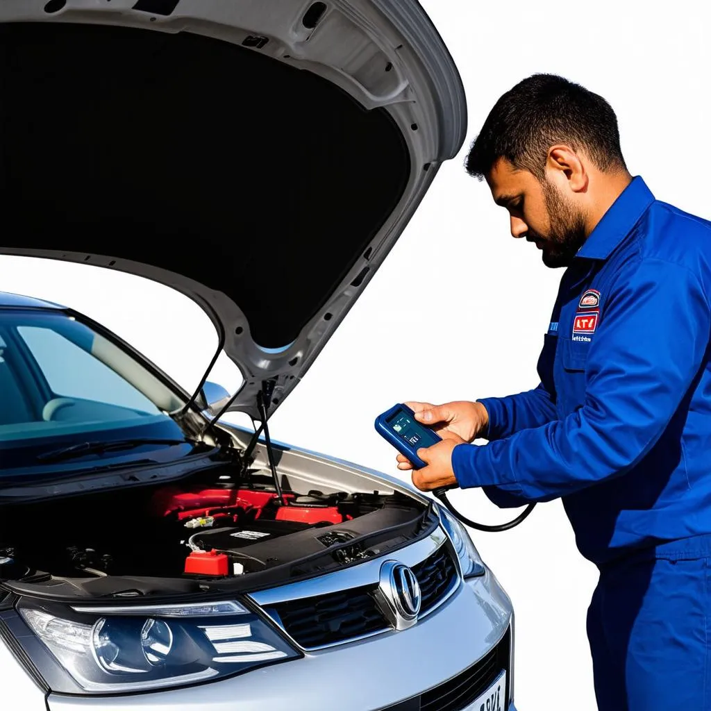 Mechanic Using Autel Scanner